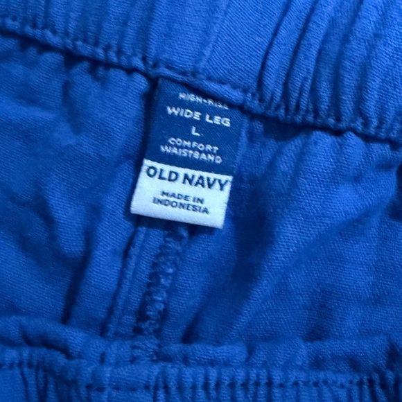 Old Navy Women's Vibrant Blue Wide Leg Pants & Button Down Shirt Linen Set - Picture 5 of 5